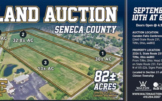 Seneca County, Ohio Land Auction – Sept. 10th @ 6PM